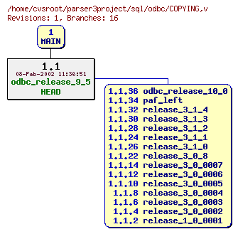 Revision graph of sql/odbc/COPYING